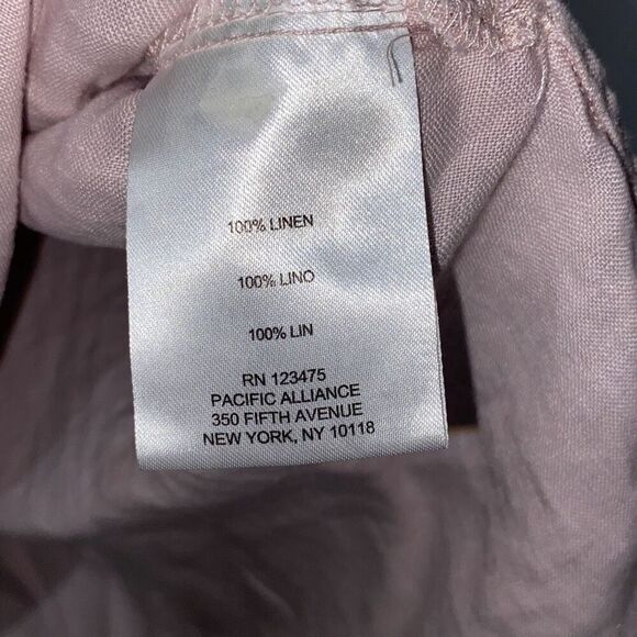 Ellen Tracy Women's Light Pink Linen Lace-Up Short Sleeve Top Size Medium - Picture 8 of 10